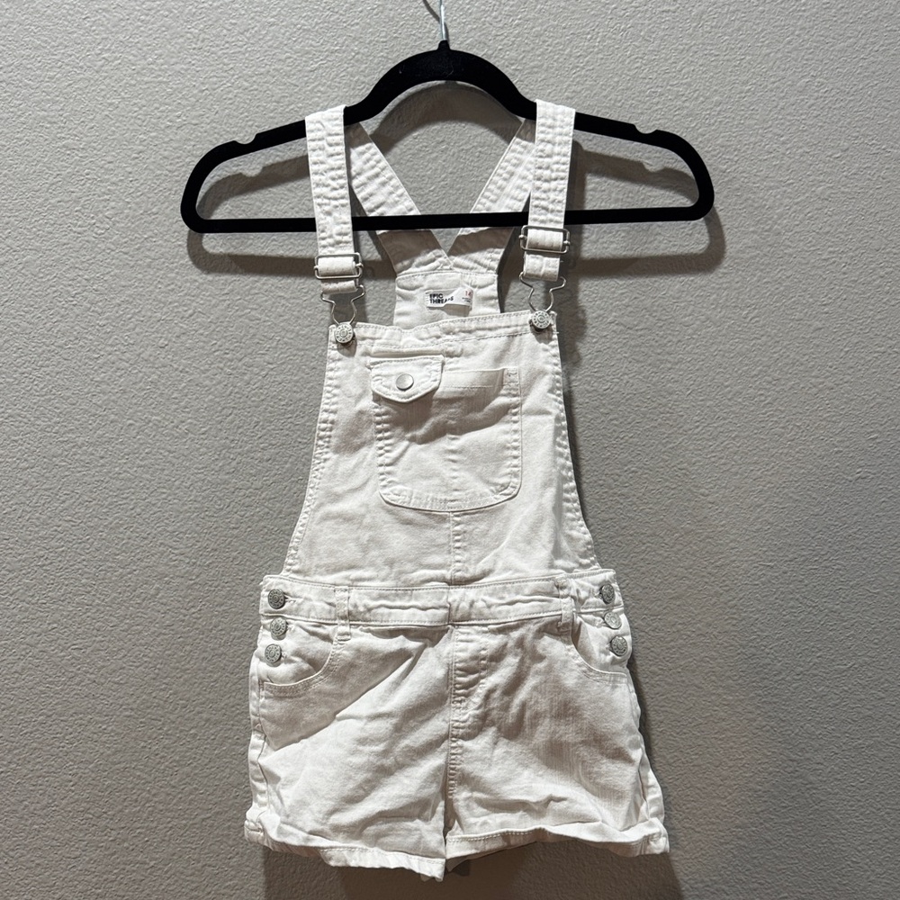 🤍👖 Epic Threads White Denim Kids Overall Shorts – SZ 14 ✨